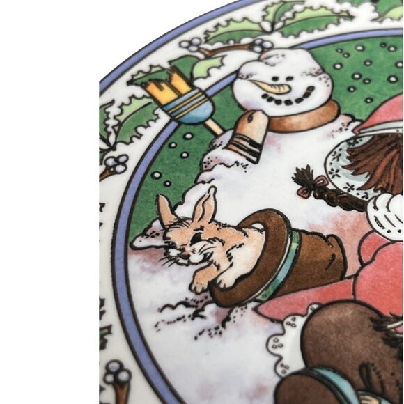 Vtg 1989 WATKINS Country Kids "Snow Magic" Ceramic Recipe Pie Plate 10.75" D - Picture 5 of 16